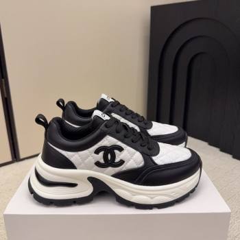 Chanel Quilted Calfskin Leather Platform Sneakers White/Black2 2026 CH030608 (MD-260306053)