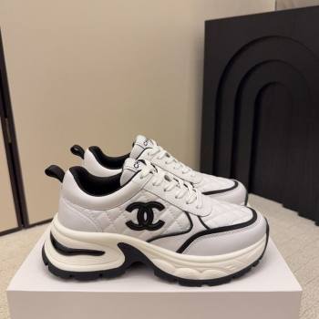 Chanel Quilted Calfskin Leather Platform Sneakers White3 2026 CH030608 (MD-260306054)