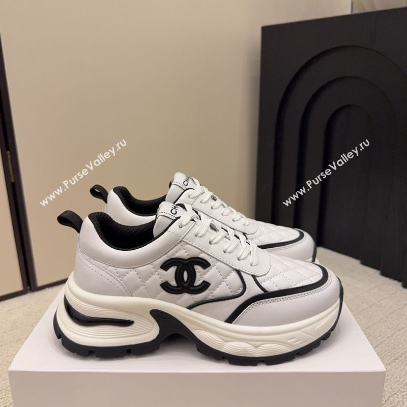 Chanel Quilted Calfskin Leather Platform Sneakers White3 2026 CH030608 (MD-260306054)