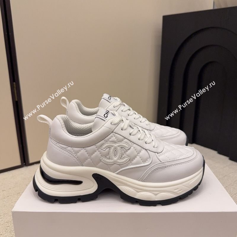 Chanel Quilted Calfskin Leather Platform Sneakers White Upper 2026 CH030608 (MD-260306056)