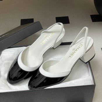 Chanel Lambskin Patent Calfskin Leather Pumps 4.5cm Black/White 2026 G47175 (MD-260307030)