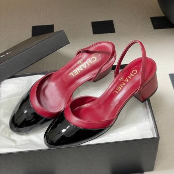 Chanel Lambskin Patent Calfskin Leather Pumps 4.5cm Red/Black 2026 G47175 (MD-260307032)