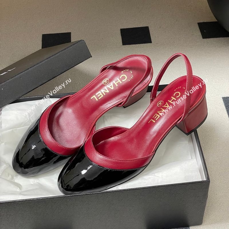 Chanel Lambskin Patent Calfskin Leather Pumps 4.5cm Red/Black 2026 G47175 (MD-260307032)