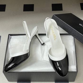 Chanel Lambskin Patent Calfskin Leather Pumps 7.5cm Black/White 2026 G47175 (MD-260307034)