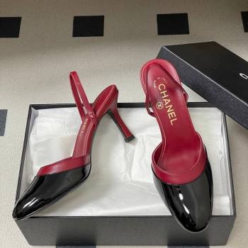 Chanel Lambskin Patent Calfskin Leather Pumps 7.5cm Red/Black 2026 G47175 (MD-260307036)