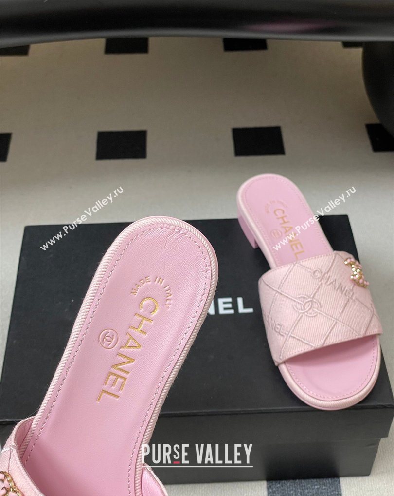 Chanel Quilted Cotton Flat Slides Sandal Pink 2026 CH030902 (MD-260309087)