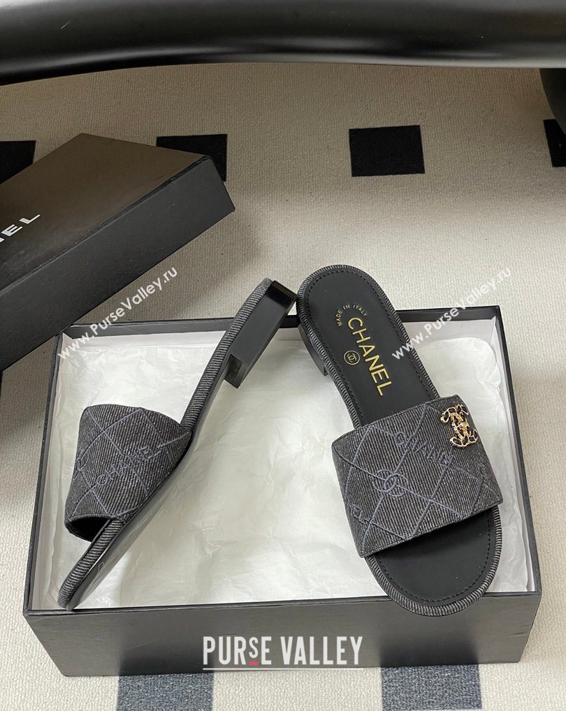 Chanel Quilted Cotton Flat Slides Sandal Black 2026 CH030902 (MD-260309088)