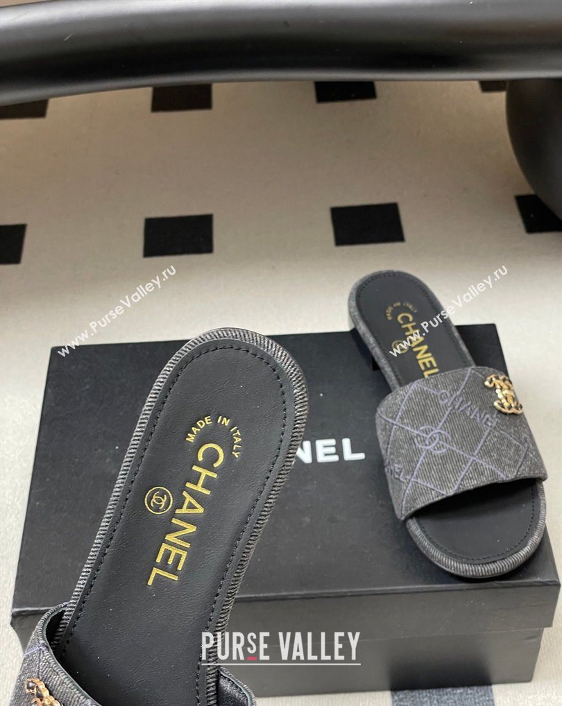 Chanel Quilted Cotton Flat Slides Sandal Black 2026 CH030902 (MD-260309088)