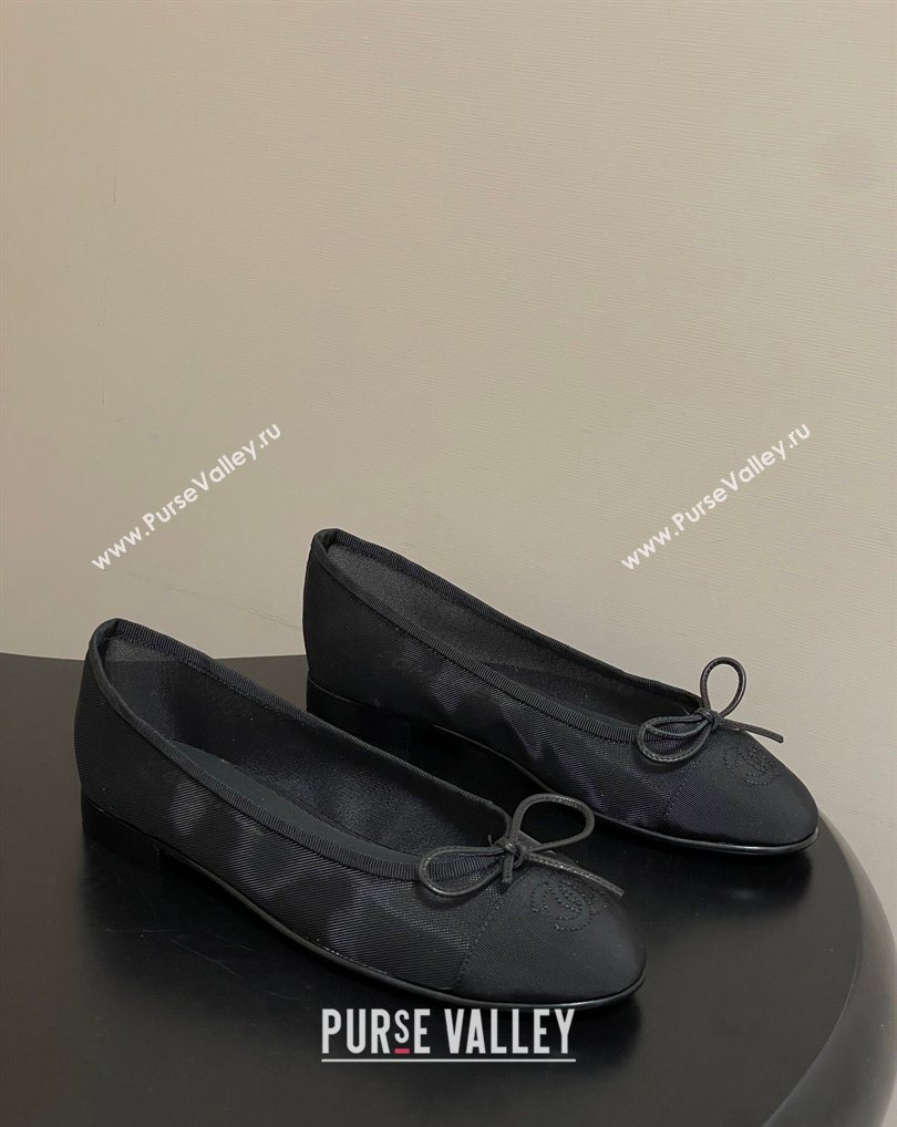 Chanel Mesh Grosgrain Ballet Flats with Bow Black 2026 G02819 0309 (MD-260309031)
