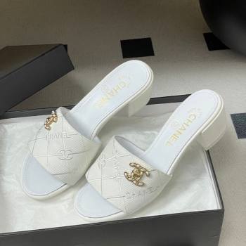 Chanel Quilted Cotton Heel Slides Sandal 5cm White 2026 CH030902 (MD-260309089)