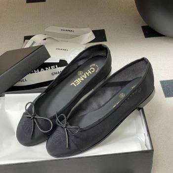 Chanel Mesh Grosgrain Ballet Flats with Bow Black 2026 G02819 0309 (MD-260309031)