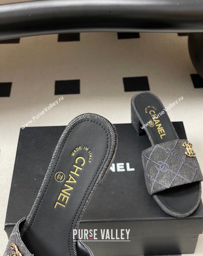 Chanel Quilted Cotton Heel Slides Sandal 5cm Black 2026 CH030902 (MD-260309095)