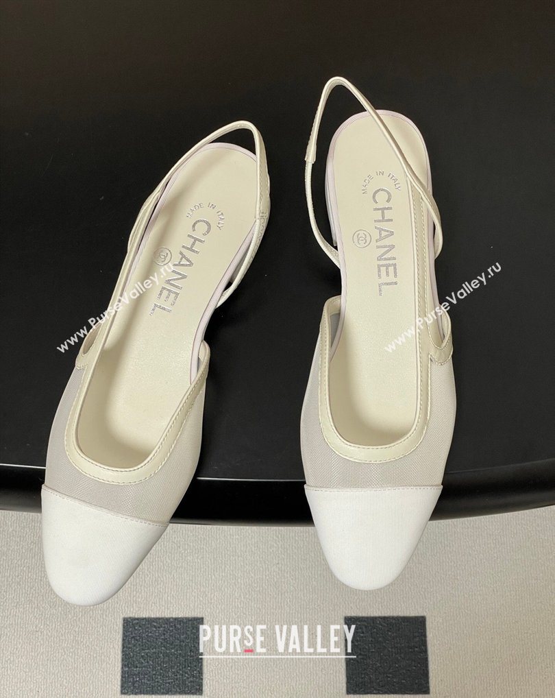 Chanel Mesh Grosgrain Slingbacks Flat White 2026 G31319 0309 (MD-260309002)