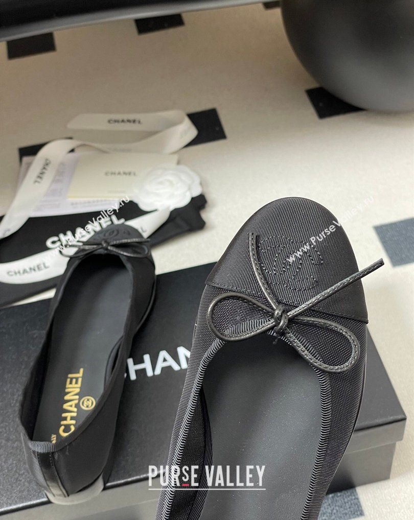 Chanel Mesh Grosgrain Ballet Flats with Bow Black 2026 G02819 0309 (MD-260309031)