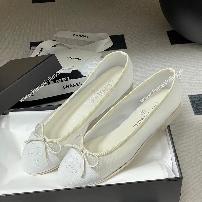 Chanel Mesh Grosgrain Ballet Flats with Bow White 2026 G02819 0309 (MD-260309032)