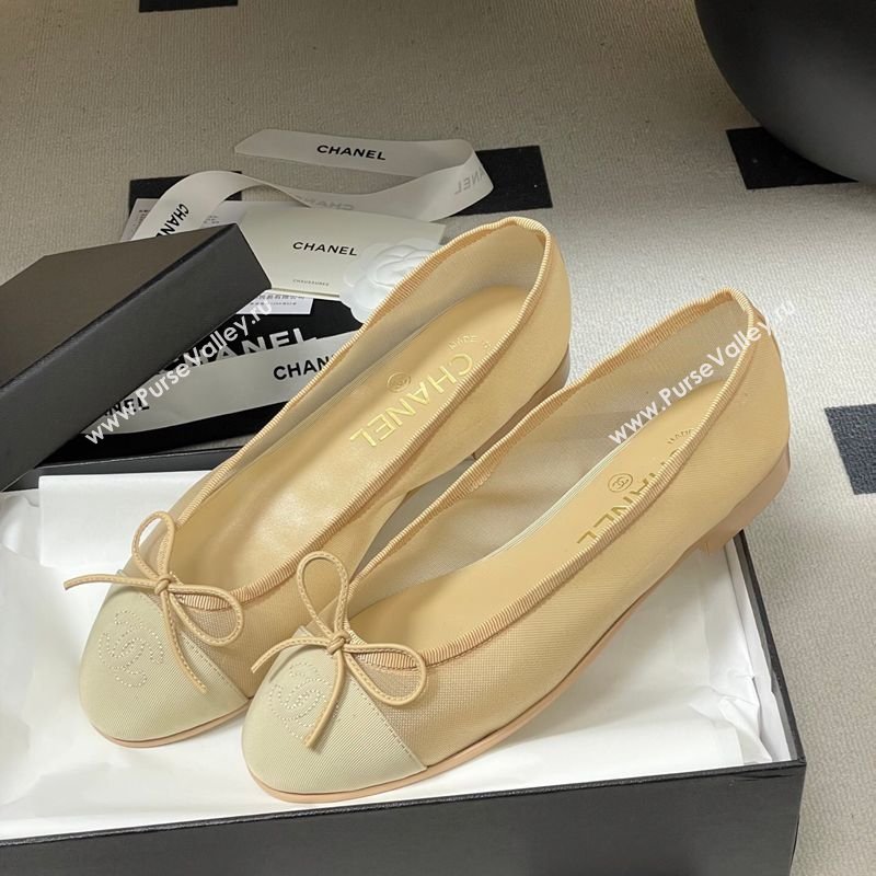 Chanel Mesh Grosgrain Ballet Flats with Bow Beige 2026 G02819 0309 (MD-260309033)