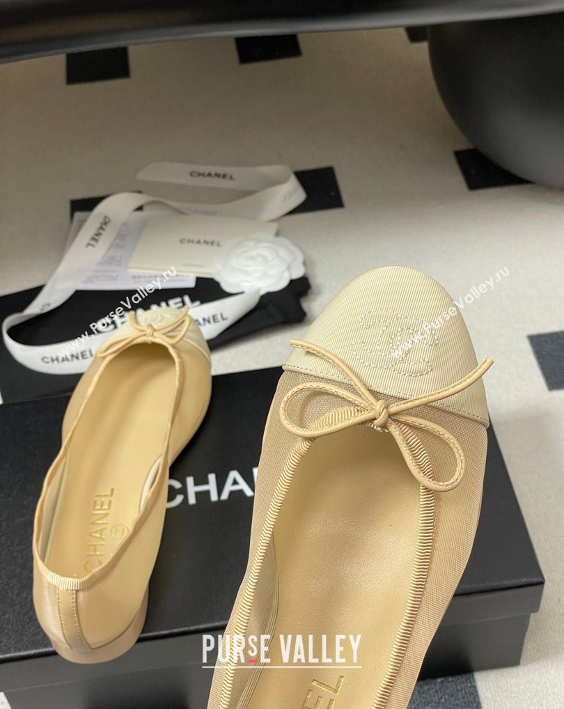 Chanel Mesh Grosgrain Ballet Flats with Bow Beige 2026 G02819 0309 (MD-260309033)