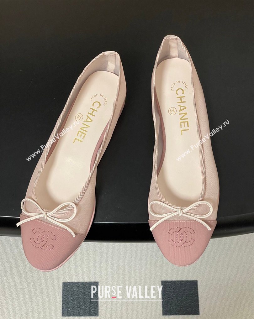 Chanel Mesh Grosgrain Ballet Flats with Bow Light Pink 2026 G02819 0309 (MD-260309034)