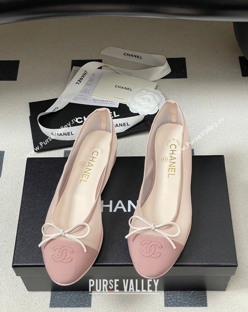 Chanel Mesh Grosgrain Ballet Flats with Bow Light Pink 2026 G02819 0309 (MD-260309034)