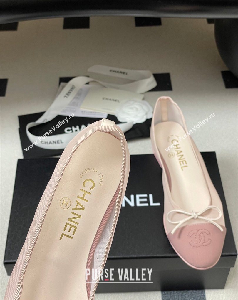 Chanel Mesh Grosgrain Ballet Flats with Bow Light Pink 2026 G02819 0309 (MD-260309034)
