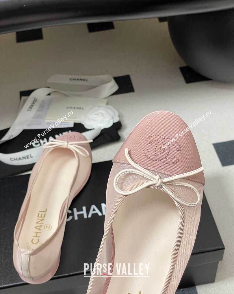 Chanel Mesh Grosgrain Ballet Flats with Bow Light Pink 2026 G02819 0309 (MD-260309034)