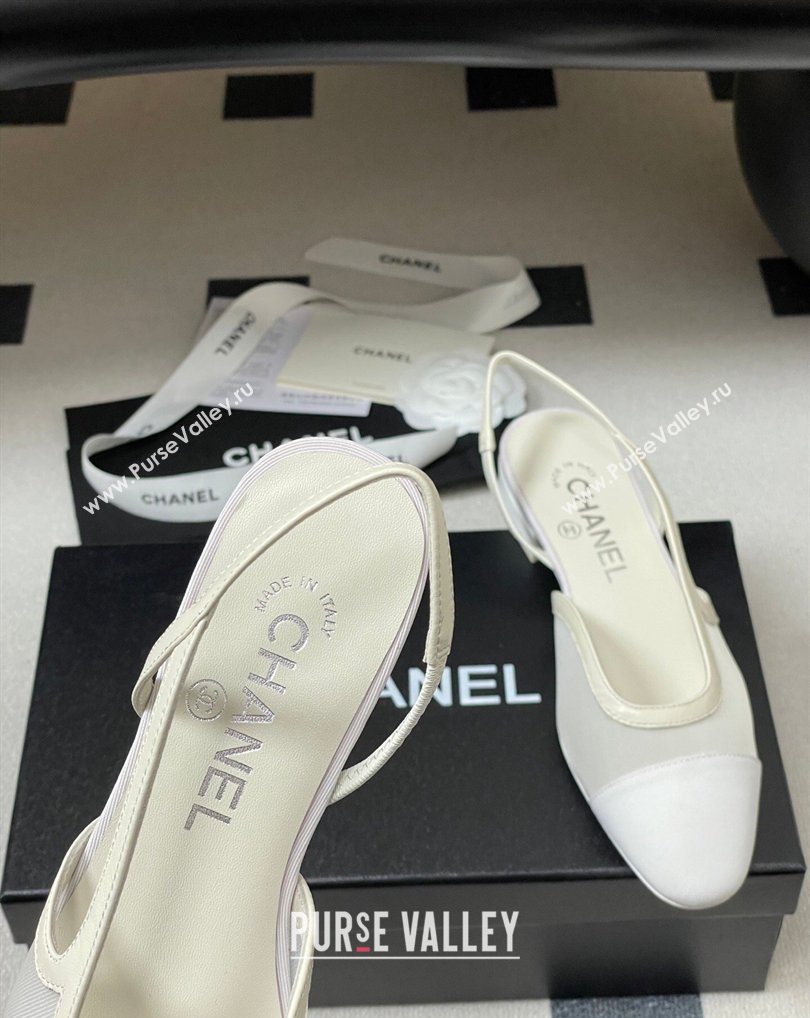 Chanel Mesh Grosgrain Slingbacks Flat White 2026 G31319 0309 (MD-260309002)