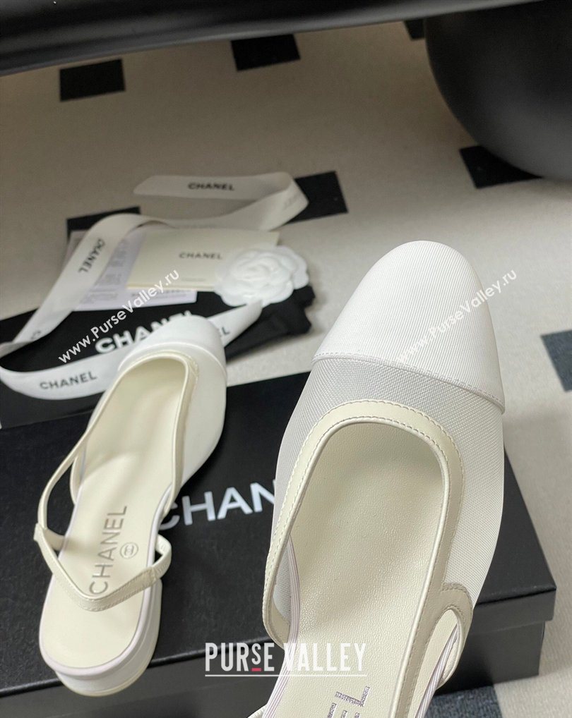 Chanel Mesh Grosgrain Slingbacks Flat White 2026 G31319 0309 (MD-260309002)
