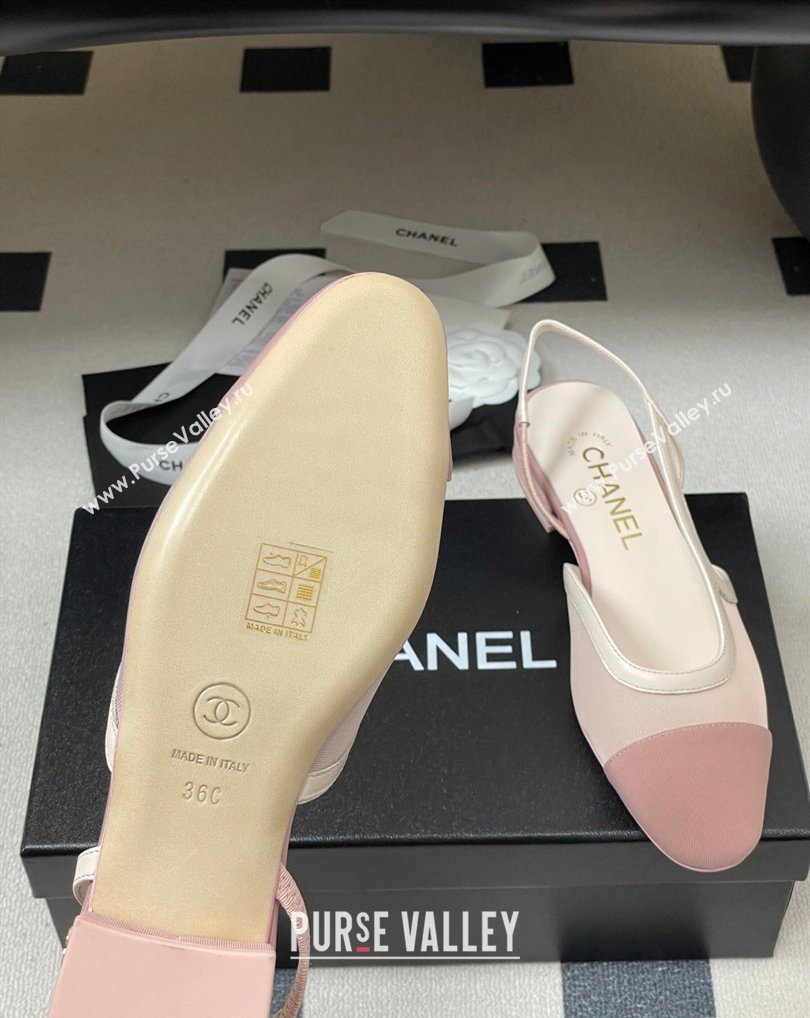 Chanel Mesh Grosgrain Slingbacks Flat Light Pink 2026 G31319 0309 (MD-260309004)