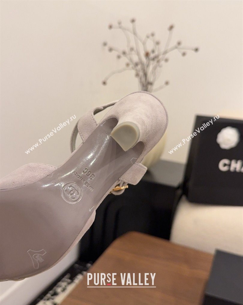 Chanel Suede Heel Sandals with T Strap Grey 2026 G47030 (MD-260309069)