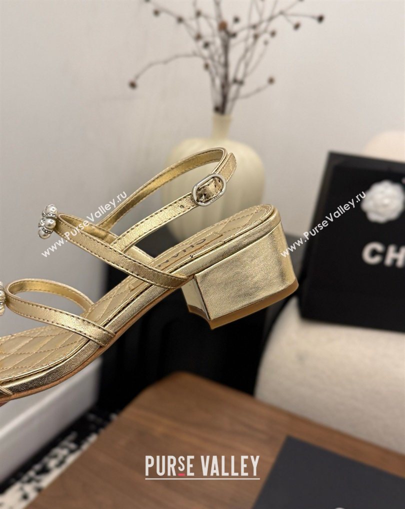 Chanel Lambskin Leather Low Heel Strap Sandals with Bloom Gold 2026 G46964 (MD-260309072)