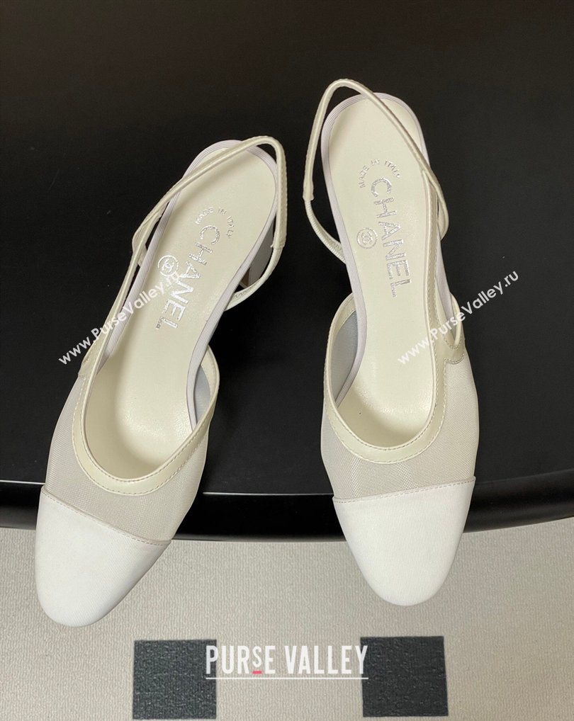 Chanel Mesh Grosgrain Slingbacks Pump 6.5cm White 2026 G31318 0309 (MD-260309027)