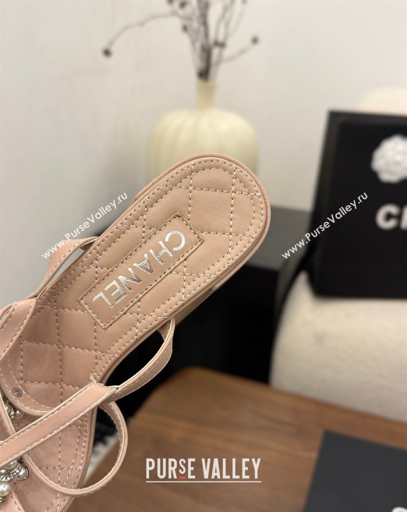 Chanel Lambskin Leather Heel Strap Sandals 9cm with Bloom Pink 2026 G46964 (MD-260309075)
