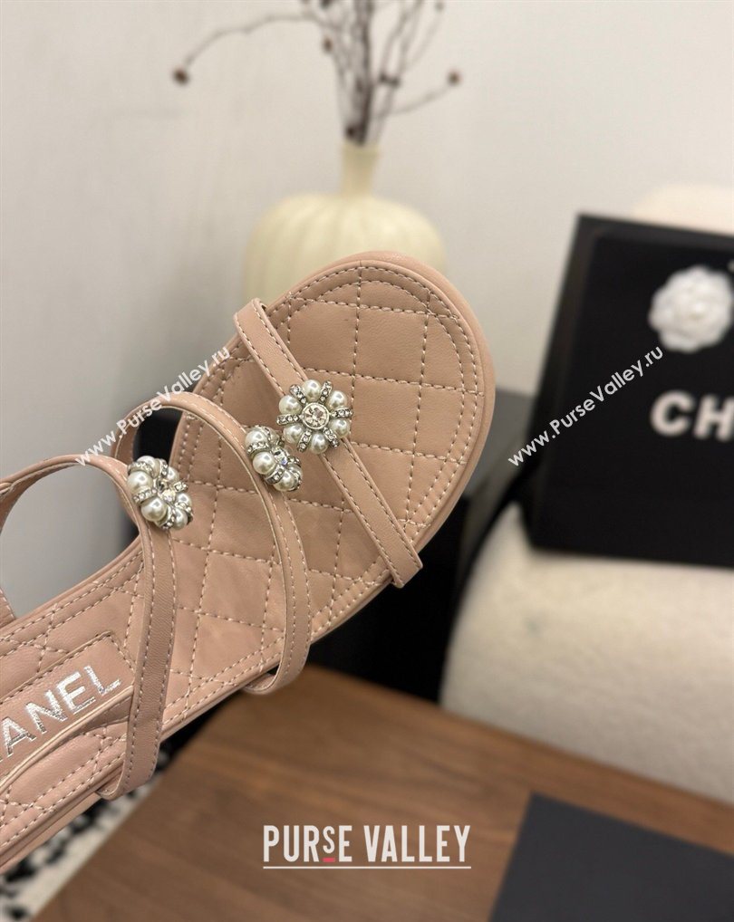 Chanel Lambskin Leather Heel Strap Sandals 9cm with Bloom Pink 2026 G46964 (MD-260309075)