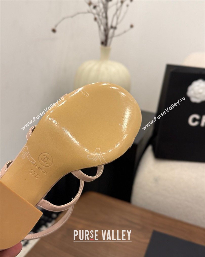 Chanel Lambskin Leather Heel Strap Sandals 9cm with Bloom Pink 2026 G46964 (MD-260309075)