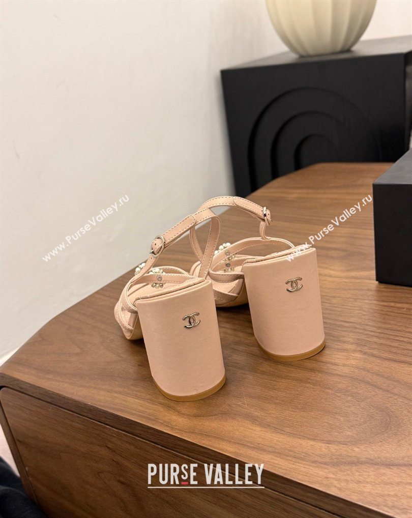 Chanel Lambskin Leather Heel Strap Sandals 9cm with Bloom Pink 2026 G46964 (MD-260309075)