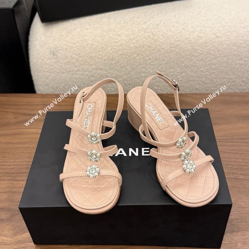 Chanel Lambskin Leather Low Heel Strap Sandals with Bloom Pink 2026 G46964 (MD-260309076)