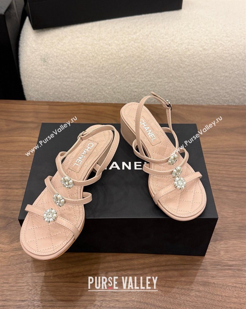 Chanel Lambskin Leather Low Heel Strap Sandals with Bloom Pink 2026 G46964 (MD-260309076)