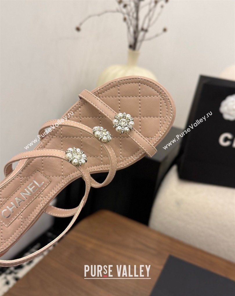 Chanel Lambskin Leather Low Heel Strap Sandals with Bloom Pink 2026 G46964 (MD-260309076)