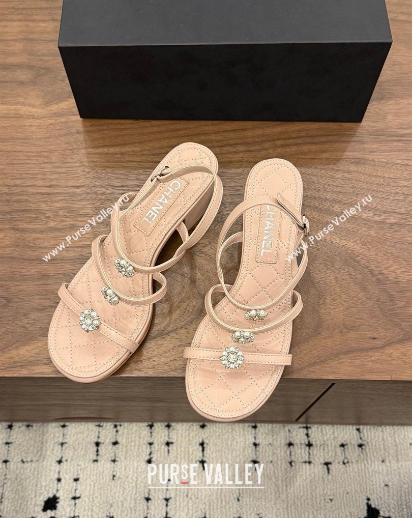 Chanel Lambskin Leather Low Heel Strap Sandals with Bloom Pink 2026 G46964 (MD-260309076)