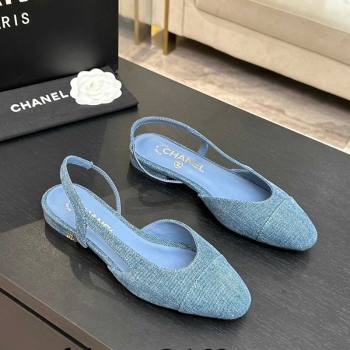 Chanel Blue Denim Slingbacks Flat 2026 G31319 0309 (MD-260309005)