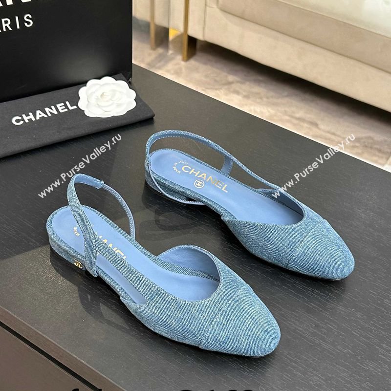 Chanel Blue Denim Slingbacks Flat 2026 G31319 0309 (MD-260309005)
