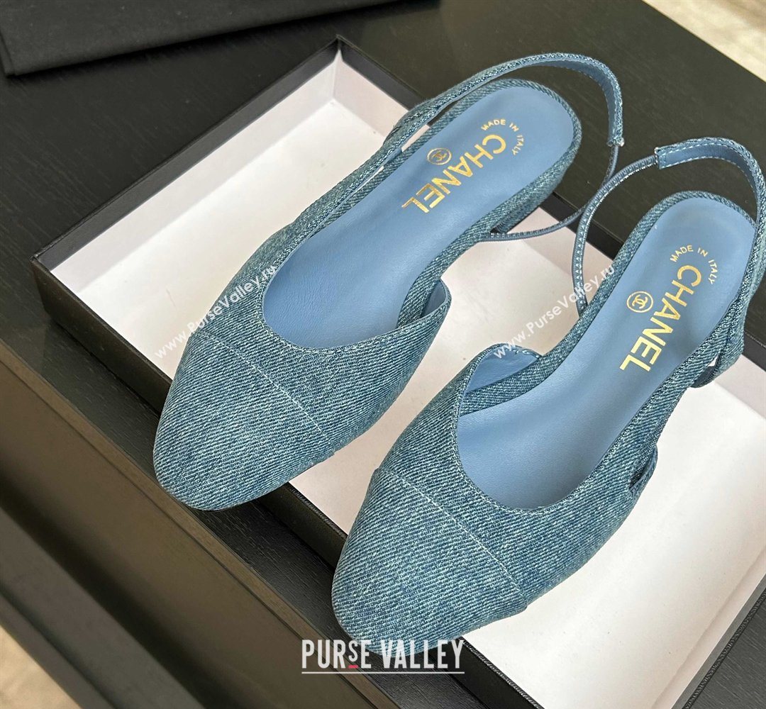Chanel Blue Denim Slingbacks Flat 2026 G31319 0309 (MD-260309005)