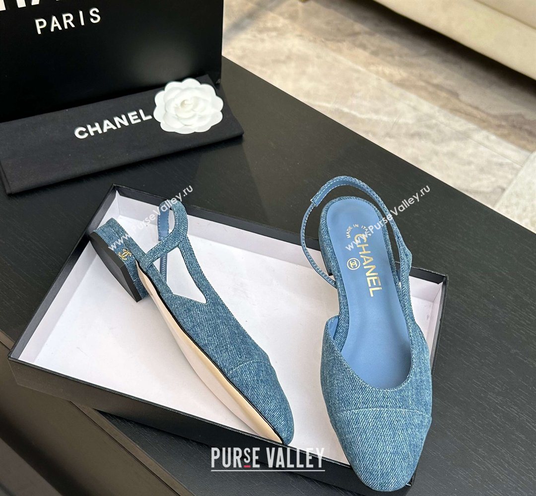 Chanel Blue Denim Slingbacks Flat 2026 G31319 0309 (MD-260309005)