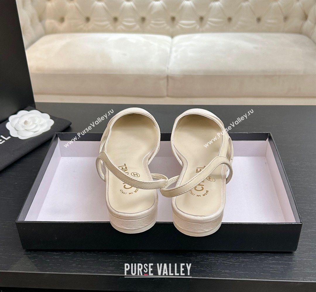 Chanel Mesh Grosgrain Slingbacks Flat Ivory 2026 G31319 0309 (MD-260309009)