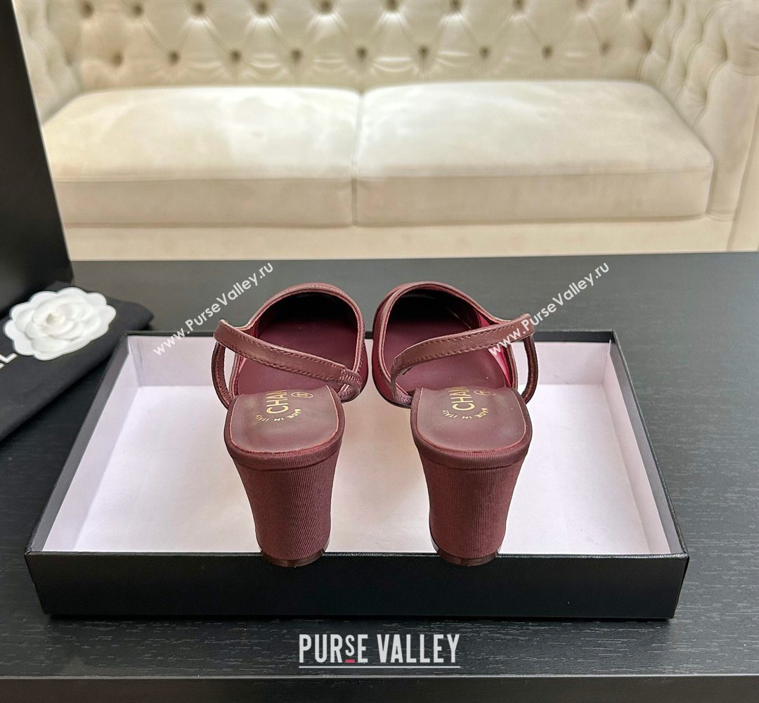 Chanel Mesh Grosgrain Slingbacks Pump 6.5cm Burgundy 2026 G31318 0309 (MD-260309012)