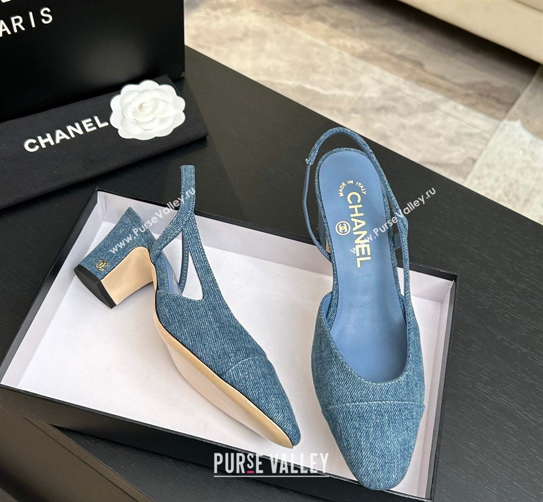 Chanel Blue Denim Slingbacks Pump 6.5cm 2026 G31318 0309 (MD-260309014)