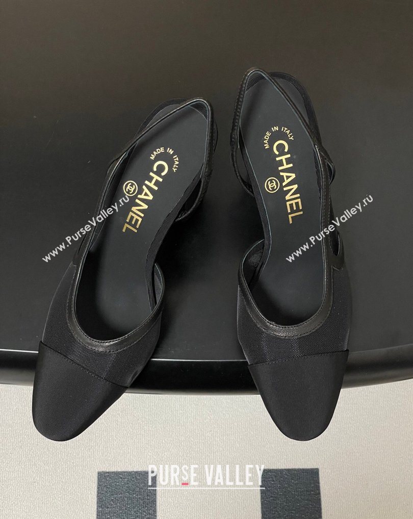 Chanel Mesh Grosgrain Slingbacks Pump 9cm Black 2026 G45509 0309 (MD-260309023)