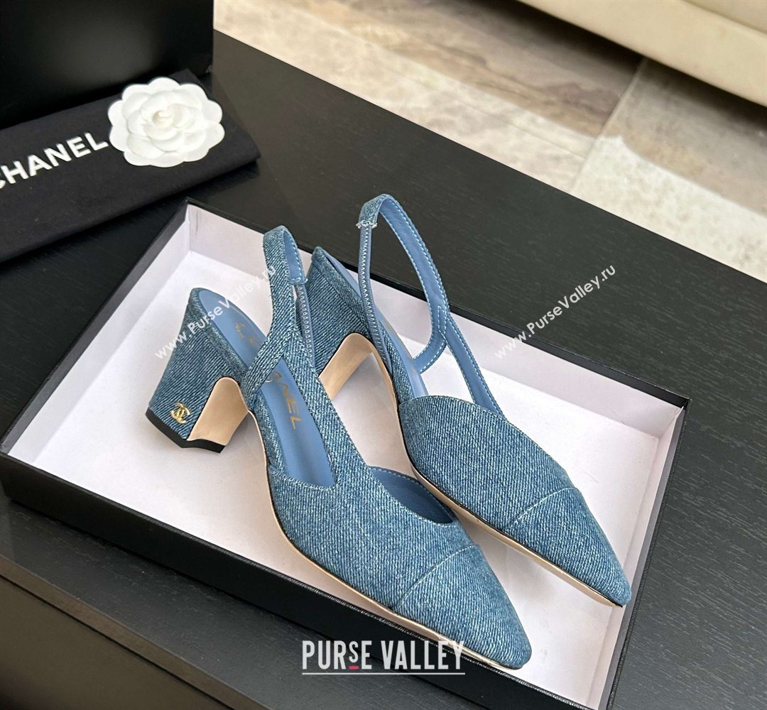 Chanel Blue Denim Slingbacks Pump 6.5cm 2026 G31318 0309 (MD-260309014)