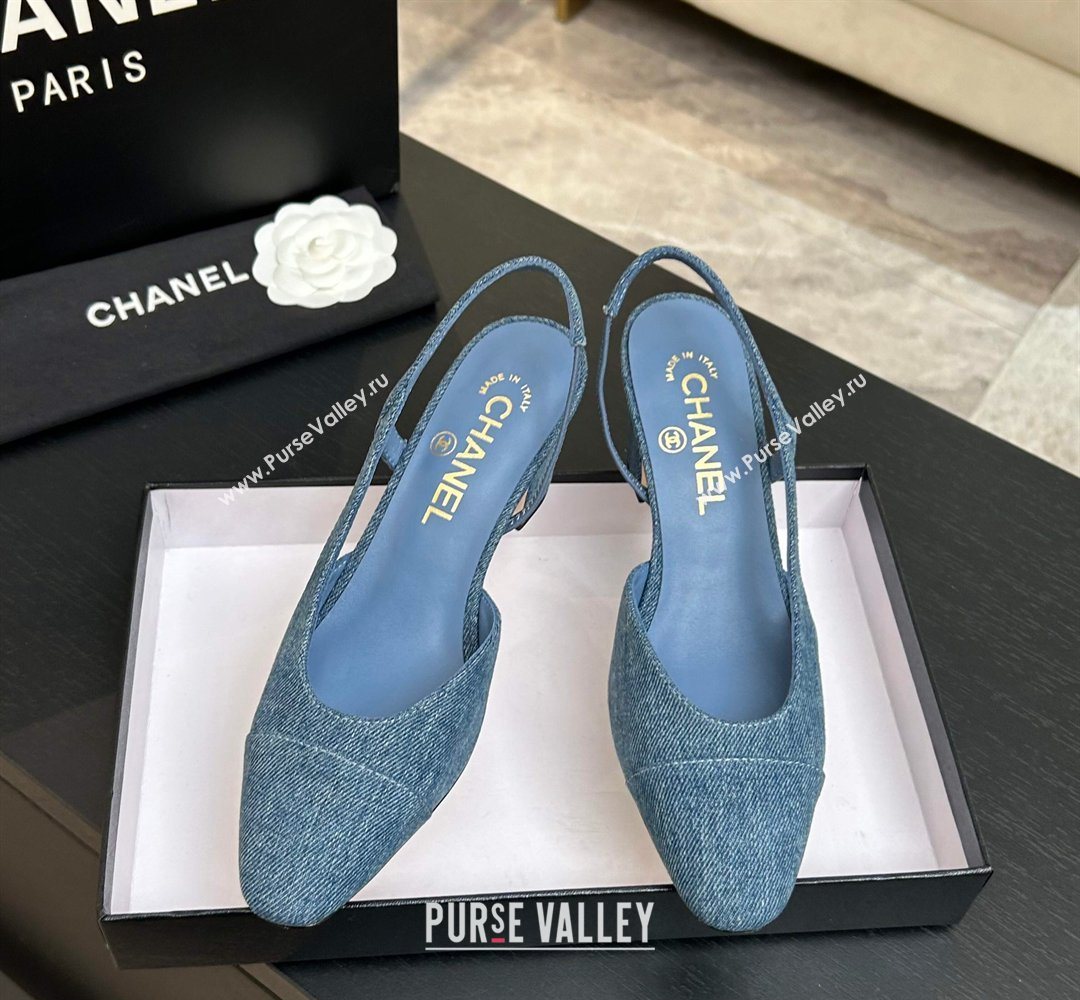 Chanel Blue Denim Slingbacks Pump 6.5cm 2026 G31318 0309 (MD-260309014)