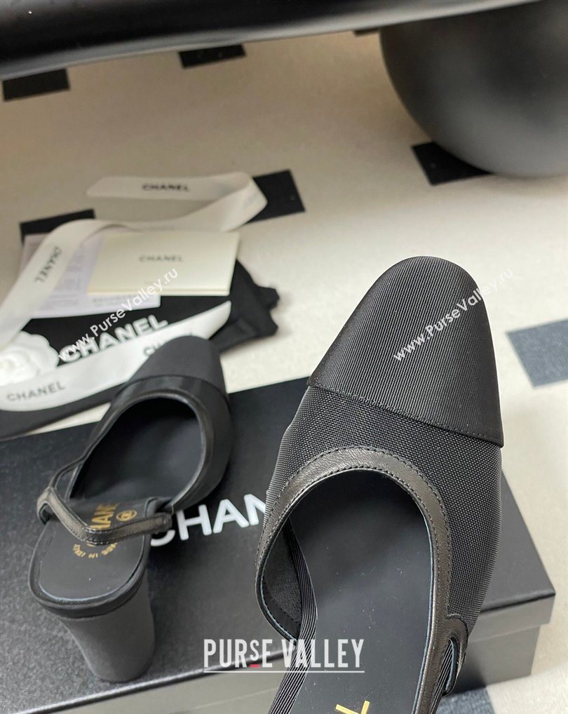 Chanel Mesh Grosgrain Slingbacks Pump 9cm Black 2026 G45509 0309 (MD-260309023)